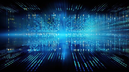 IT technology background with cascading lines of code and algorithms, showcasing the core of digital infrastructure