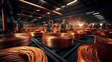 Production Of Copper Wire. AI Generation