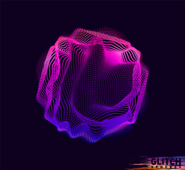 Poster - Corrupted violet point sphere. Abstract vector colorful mesh on dark background. Futuristic style card.