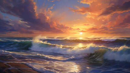 Poster - beautiful sunset in the sea.
