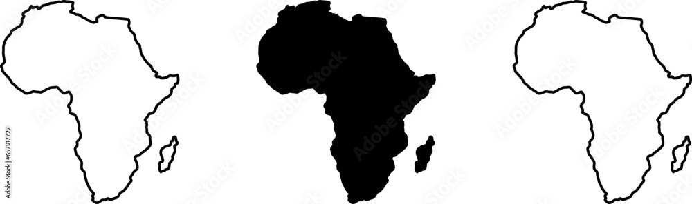 Africa Map Icon Set with Various Styles. Vector Image. Stock Vector ...