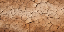 Top View Of Cracked Clay Pattern, Dry Dirty Ground Texture Background,