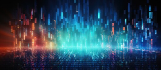 Poster - Unique abstract digital glitch wallpaper with creative big data design and