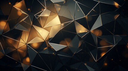 Aufkleber - A black and gold abstract background with a lot of small triangles