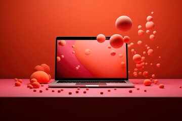 Wall Mural - Mockup of beautiful laptop with multicolor background