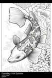 colouring page for adults koi fish chinese art 