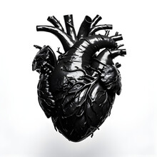 Black Heart Isolated With A White Background. Genertive Ai. 