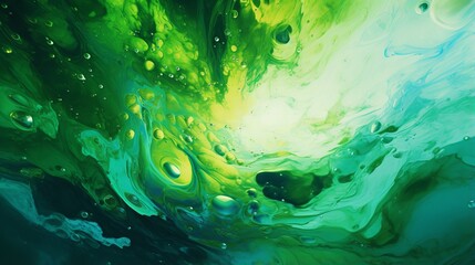 Poster - An abstract painting with green and blue colors