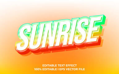 Canvas Print - Sunrise text effect editable video cover and banner text style, 3d typography template