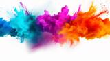 Fototapeta Tęcza - Colored powder explosion. Paint holi, Colorful rainbow holi paint splash on isolated white background. Generated with AI Tool