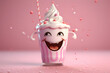 Milkshakes with cute facial expressions 3d rendering style