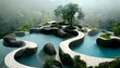 naturecore terraced garden multilevel pools and waterfalls boulders trees 