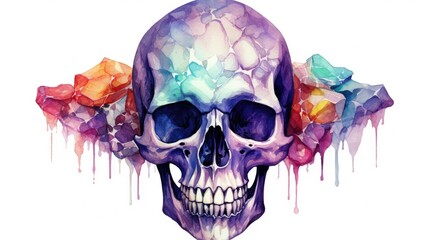 Canvas Print - human skull on black