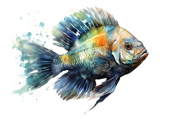 Canvas Print - ornamental fish aquarium and watercolor style