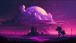 cyberpunk sky landscape with clouds purple 