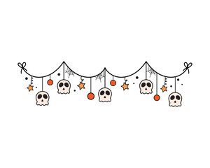 Wall Mural - halloween garland with skull