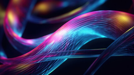 Poster - Abstract multicolored waves spiraled on black background