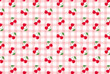 seamless pattern with cherries and gingham for banners, cards, flyers, social media wallpapers, etc.