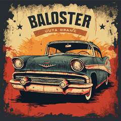 Wall Mural - A poster for a retro car show with a