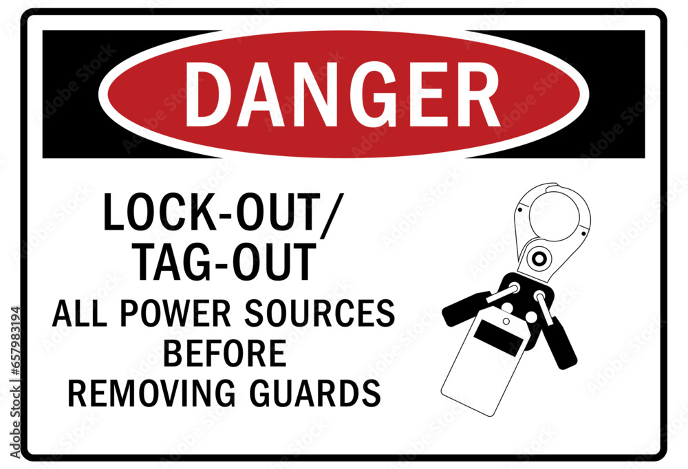 Source Warning Sign Multiple power source warning sign and labels lockout/tagout all power ...