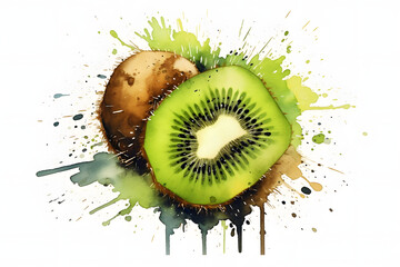 Wall Mural - Kiwi fresh watercolor art style