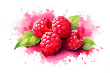 Canvas Print - Raspberry fresh watercolor art style