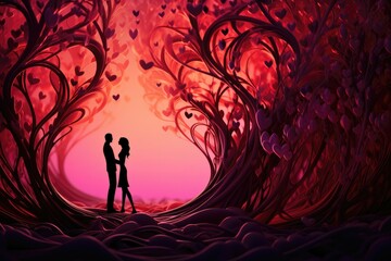 Wall Mural - Whispers of love, silent echoes, hearts , emotions entwined, valentine day concept, 3d background