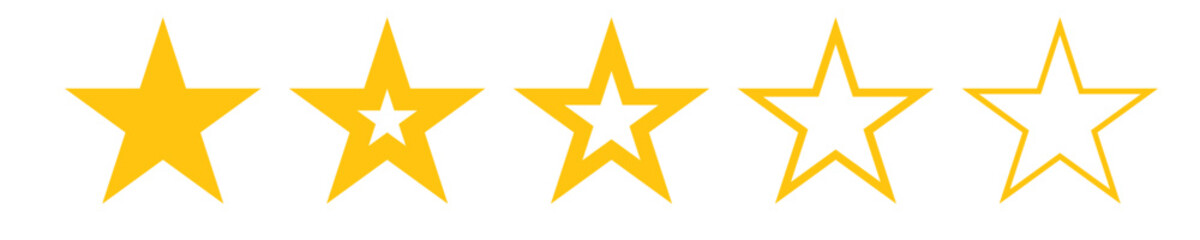 Wall Mural - 5 star vector icons. set of star symbols isolated. rating star signs collection