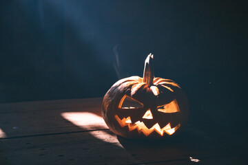 Wall Mural - Halloween pumpkin in a spooky night