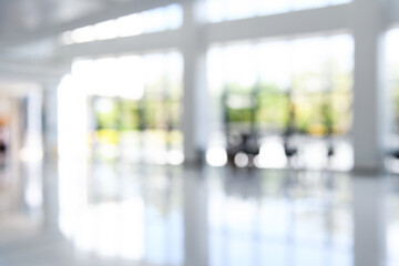 Wall Mural - Abstract blurred background of people sitting in lobby