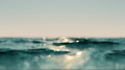 Wall Mural - wave sea beach and sunset sky abstract background. nature and summer concept. 3d render.