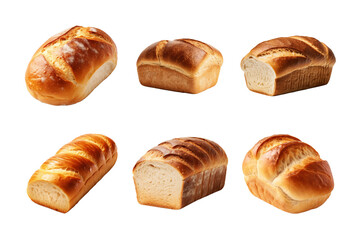 Wall Mural - collection of bread isolated on a transparent background