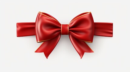 Wall Mural - red ribbon and bow with gold isolated against transparent background .