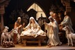 Nativity Scenes: The birth of Jesus, with figurines of Mary, Joseph and the Magi in nativity scene