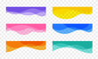 Abstract wavy decor elements collection. Colorful curvy banner set isolated on transparent background