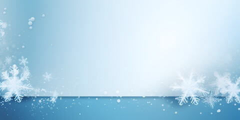 Abstract blue background frame design with snow flakes and copy space inside