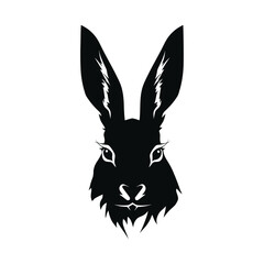 Canvas Print - Rabbit black silhouette. Easter bunny icon isolated