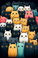 Wall Mural - Bunch of cats that are standing in the middle of crowd.