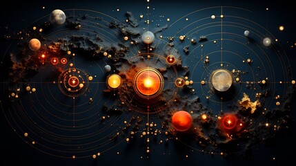 Wall Mural - Picture of solar system with lot of planets.