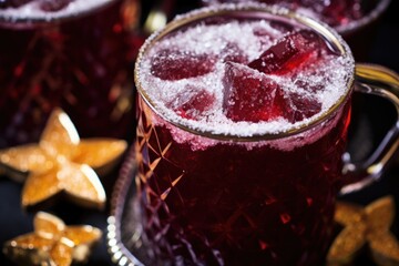 Sticker - close-up of sugar crystals on a rim of a mulled wine mug