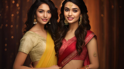 Two indian woman in traditional saree