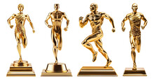 Set Of Golden Running Man Award Trophies, Cut Out