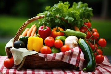 Poster - organic farmers market produce in a handwoven basket