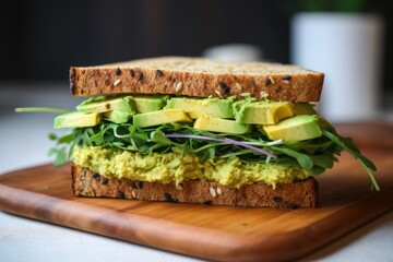 Poster - avocado sandwich with crunchy lettuce in focus