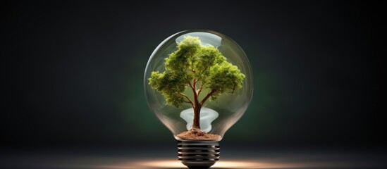 Wall Mural - Image of a tree inside a light bulb