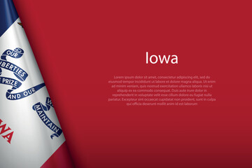 Wall Mural - flag Iowa, state of United States, isolated on background with copyspace