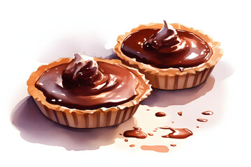 Wall Mural - Chocolate Cream Tarts watercolor art style