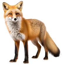 Standing Red Fox Isolated On A White Background As Transparent PNG