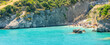 Panorama of Makris Gialos beach in Zakynthos island in Greece.
