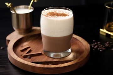 Poster - coffee shake in a moustache designed glass on a coaster